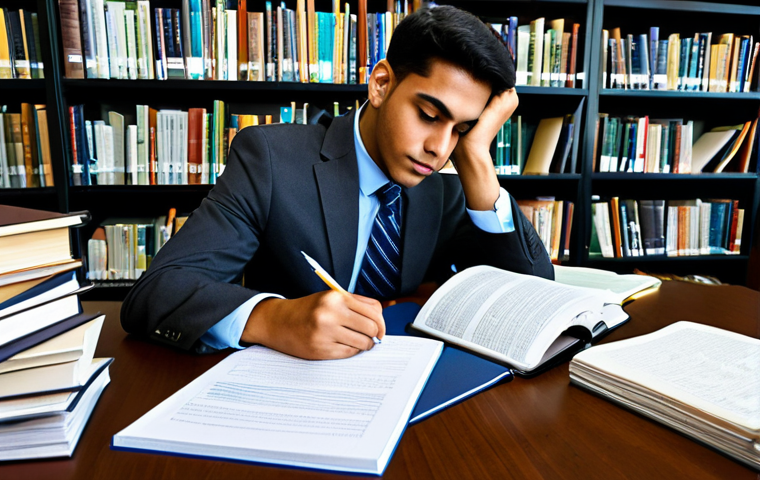신용분석사 자격증 난이도 - Studying**

"A student studying for the Certified Credit Analyst exam at a desk in a library, surrou...