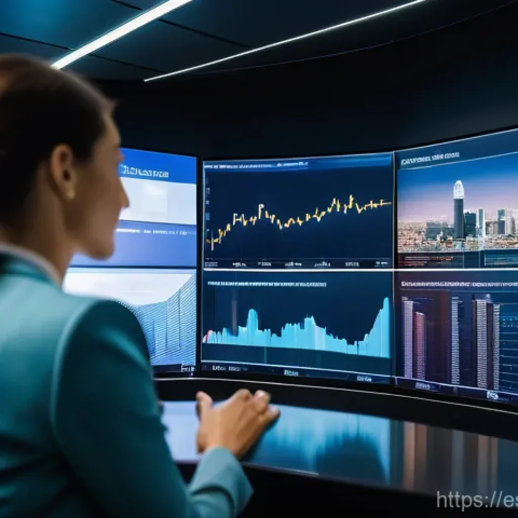 신용분석사 직무 역량 강화법 - **Prompt:** A dynamic, wide-angle shot of a modern, sleek financial office in a bustling European ci...