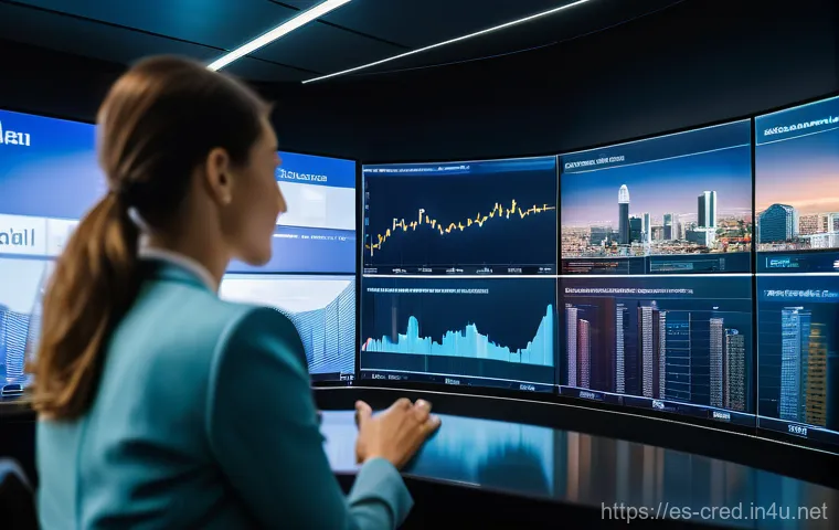 신용분석사 직무 역량 강화법 - **Prompt:** A dynamic, wide-angle shot of a modern, sleek financial office in a bustling European ci...